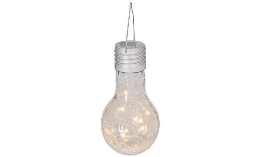 Image 3: Crackled Glass Solar Light Bulb