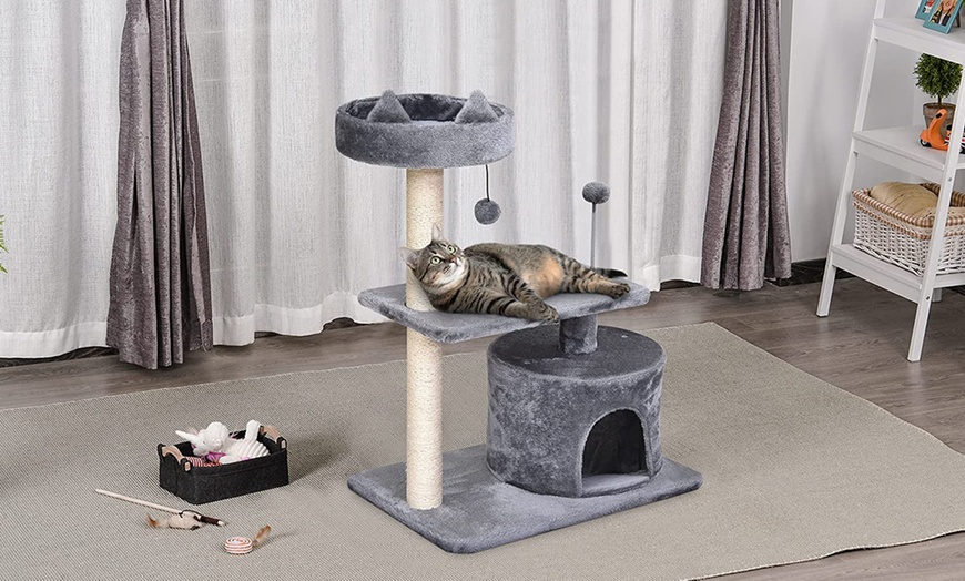 Image 5: Pawhut Three-Tiered Cat Tree