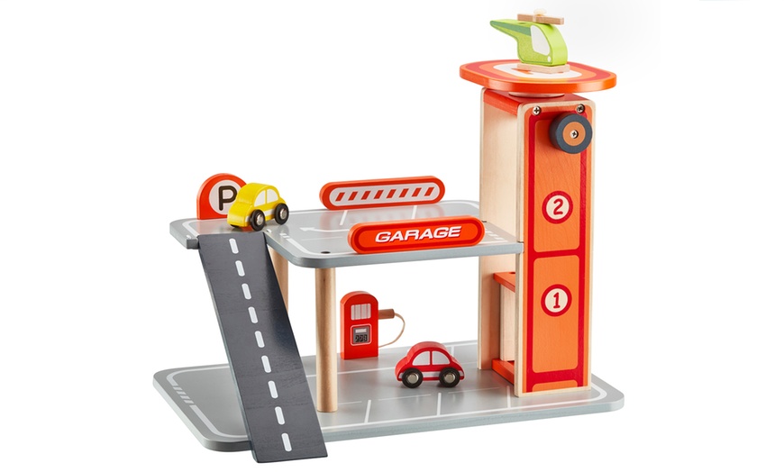 Image 2: Wooden Toy Parking Garage 