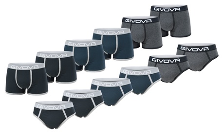 Set composto da 6 paia di slip o boxer in cotone Givova disponibile in 5 taglie