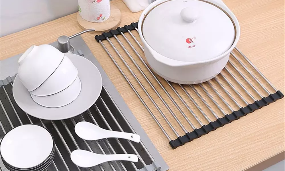 One or Two Expandable Roll Up Dish Drying Rack