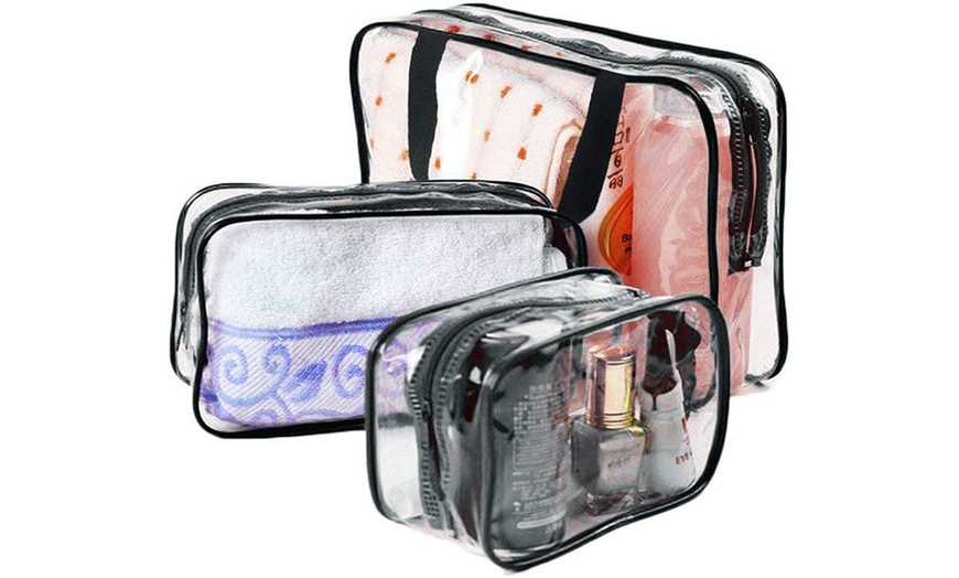 Image 9: One or Two Three-Piece PVC Clear Travel Bag Sets