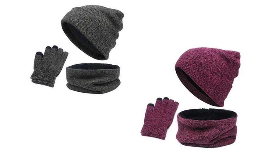 Image 12: 1x oder 2x 3-tlg. Set aus Wintermütze, Schal & Touchscreen-Handschuhen