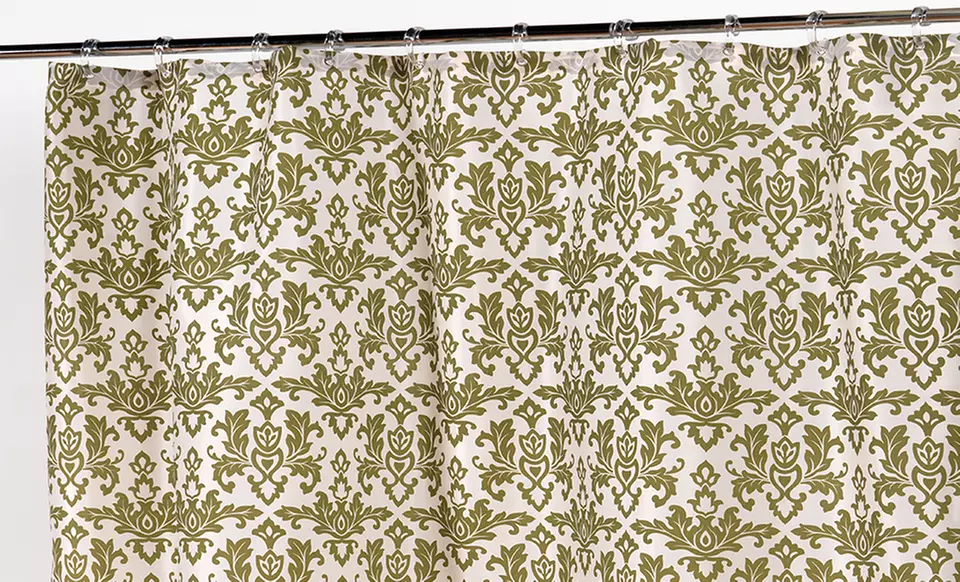 Damask-Print Fabric Shower Curtain - Second Medium