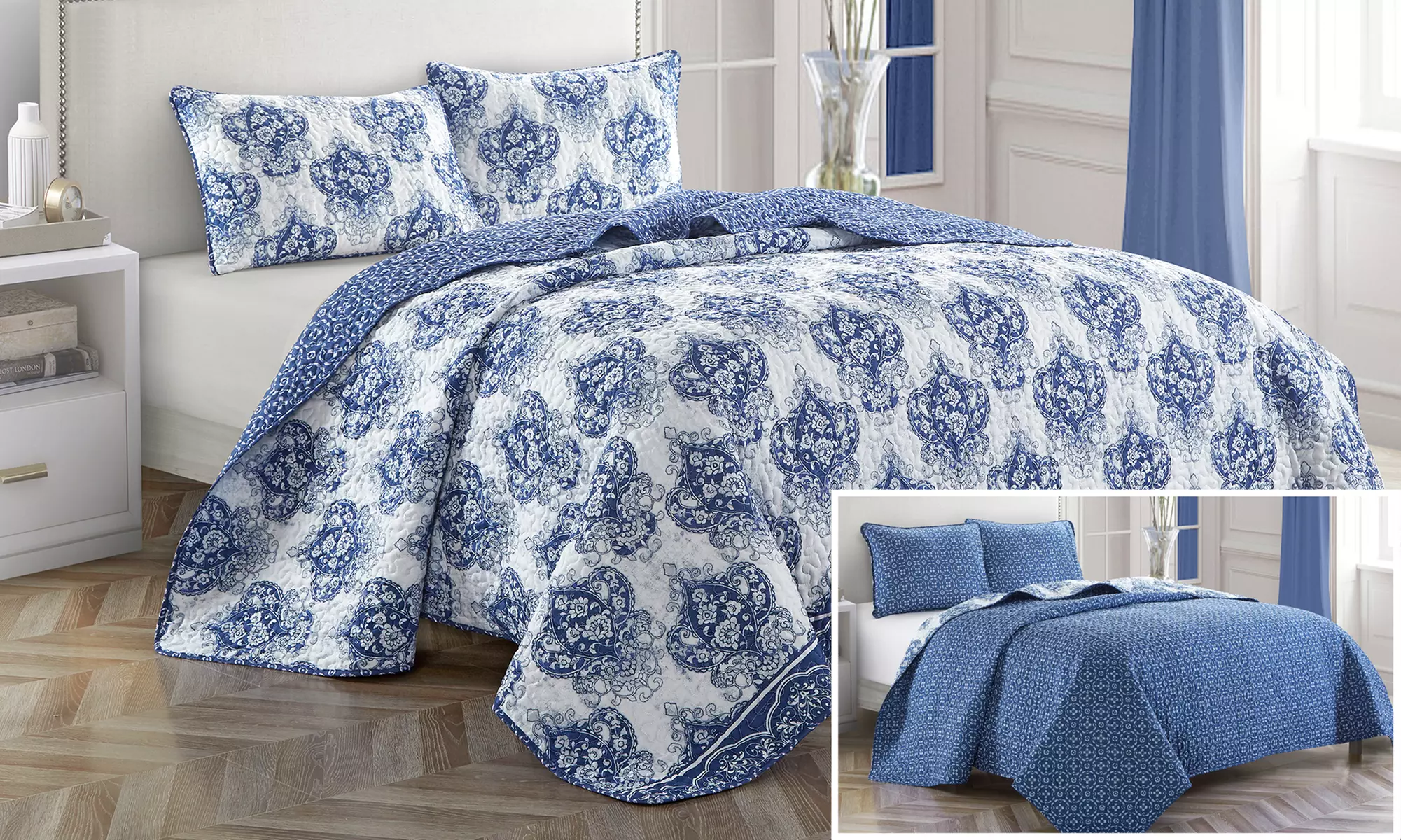 Idea Nuova Printed Reversible Quilt Set (2- or 3-Piece) - Primary Image
