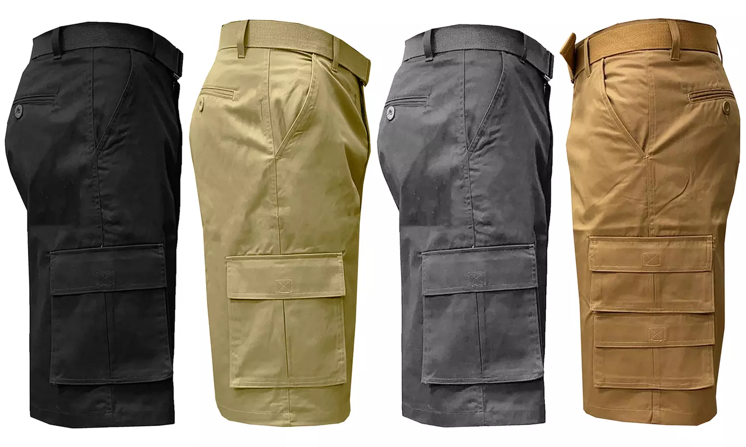 4-Pack Men's Belted 7-Pocket 13" Cargo Shorts (Sizes 30-40) - Second Medium