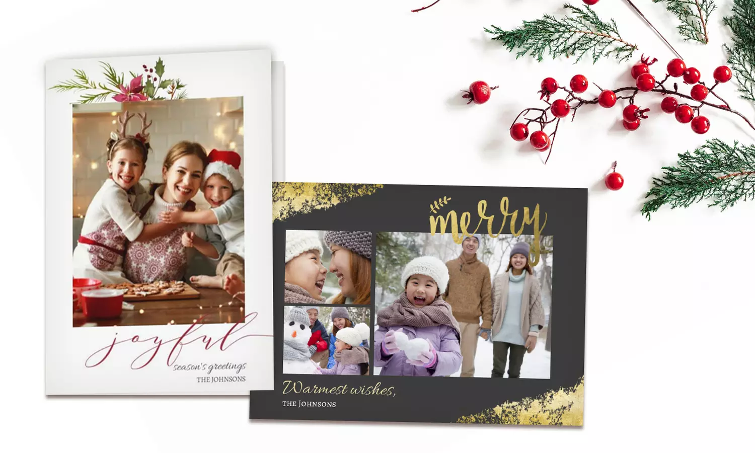 25 or 40 Personalised Flat or Folded Christmas Cards at Printerpix