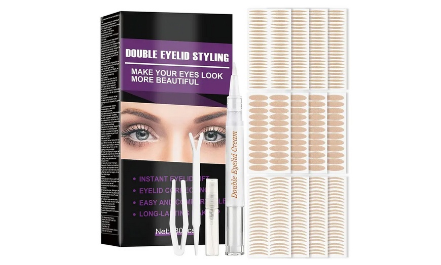 Image 1: Adhesive Invisible Double Eyelid Tapes Set