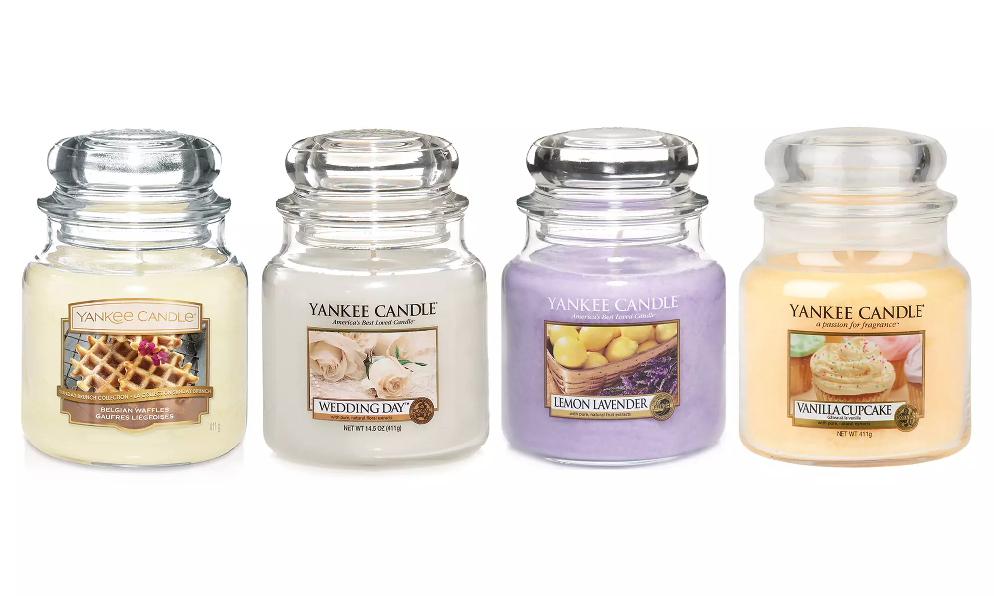 Lot de 3 ou 4 bougies Yankee Candle en pots, taille moyenne - Second Medium