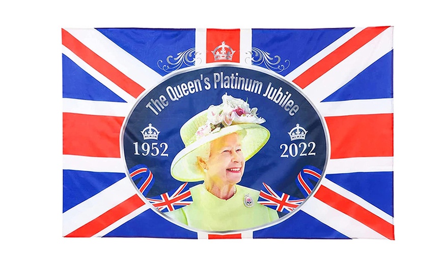 Image 1: One or Two The Queen's Platinum Jubilee Flags