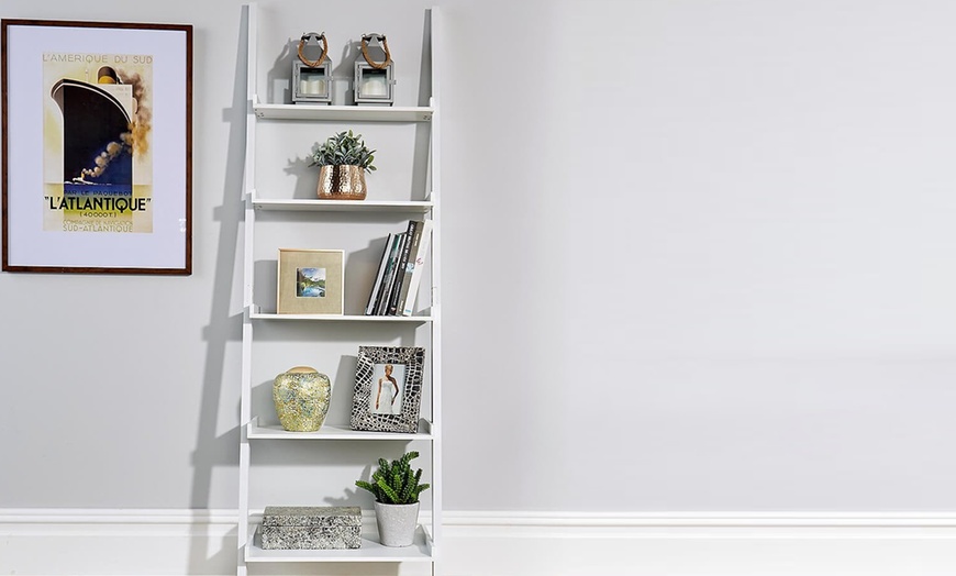 Image 2: Three or Five Tier Storage Ladder Shelves