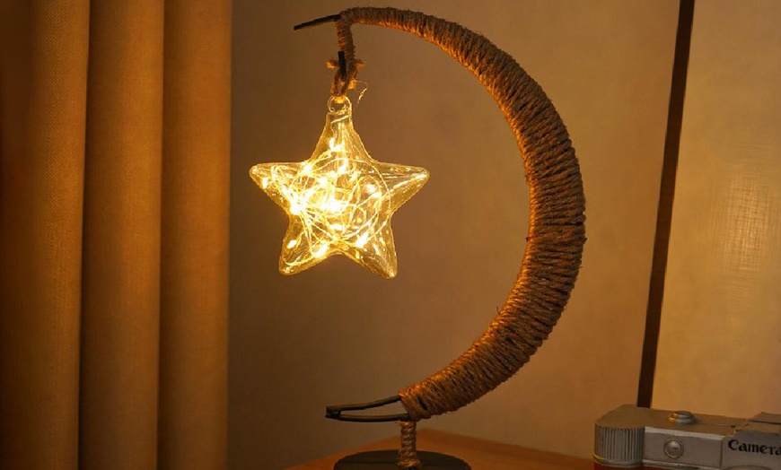 Image 26: LED Half-Moon Rattan Ball Lamp