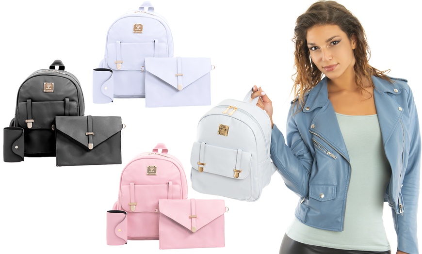 Image 1: Three-Piece Women's Backpack Set