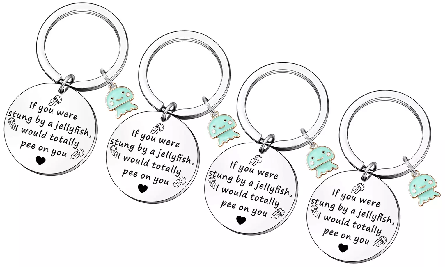 1, 2 ou 4 porte-clés méduse en acier inoxydable avec message - Image 3