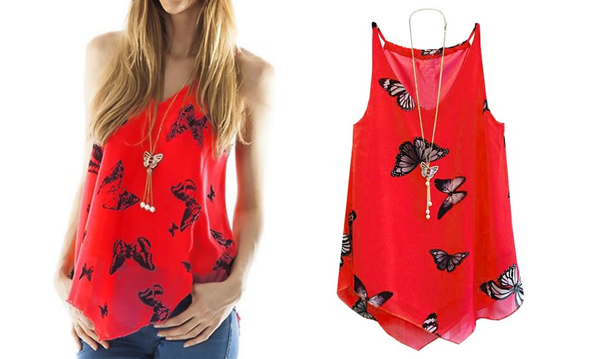 Image 7: Butterfly Print Chiffon Top