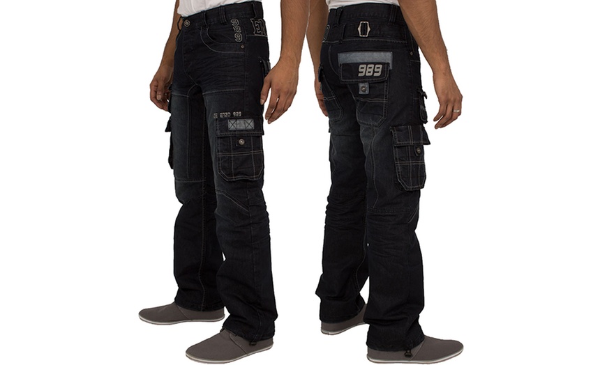 Image 5: Enzo Men's Cargo Combat Jeans