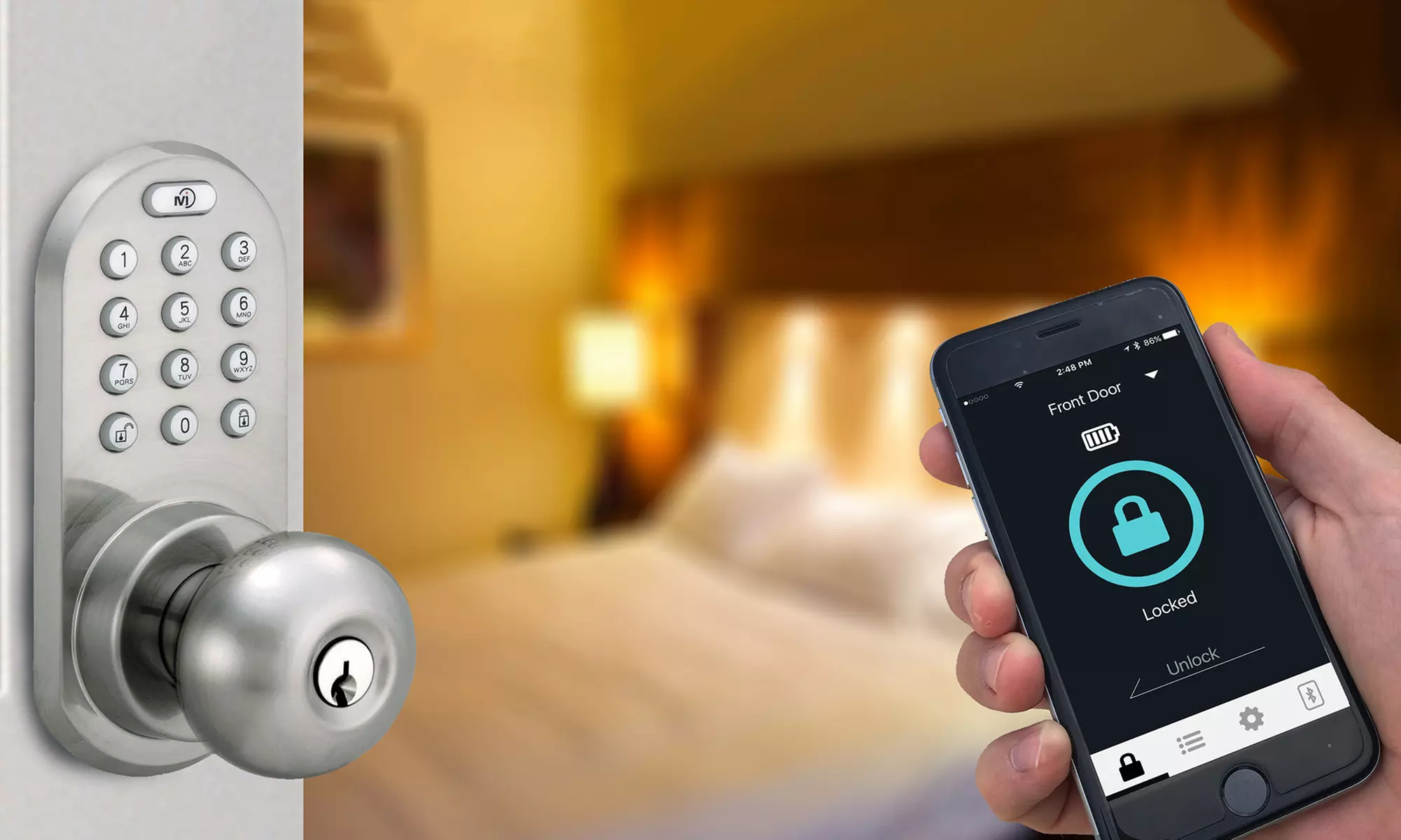 MiLocks Bluetooth Entry Keypad and Door Knob (Apple/Android Compatible) - Primary Image