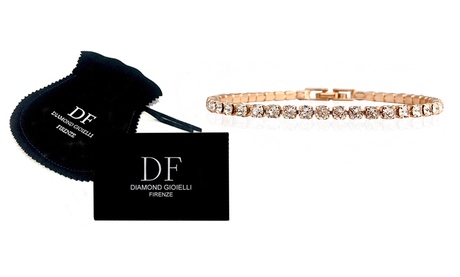 Bracciale tennis placcato in oro rosa 18 ct, realizzato con cristalli Swarovski®