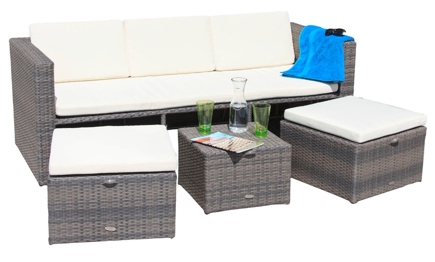 Image 2: Mayson Rattan-Effect Five-Seater Lounge Set