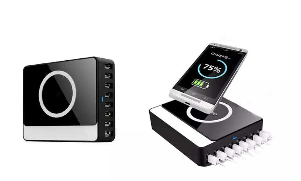 QI-Ladestation mit 8 USB-Ports und QI-Ladefläche, inkl. Versand - Primary Image