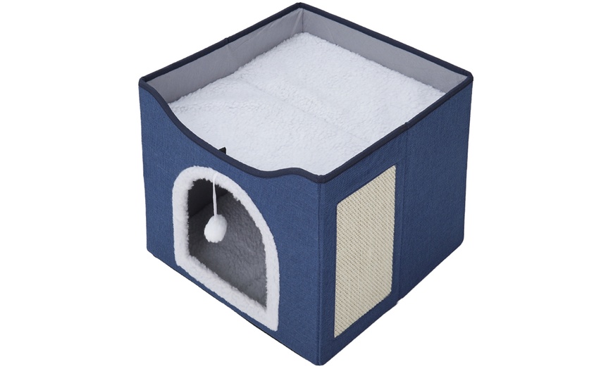 Image 3: Multifunctional Foldable Cat Bed with Scratching Pad 