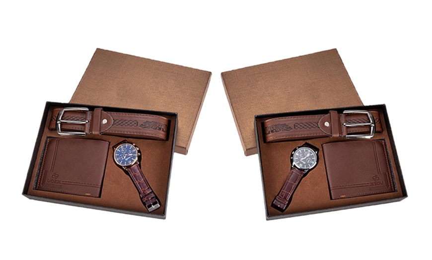 Image 8: Men's Watch, Belt and Wallet Boxed Gift Set