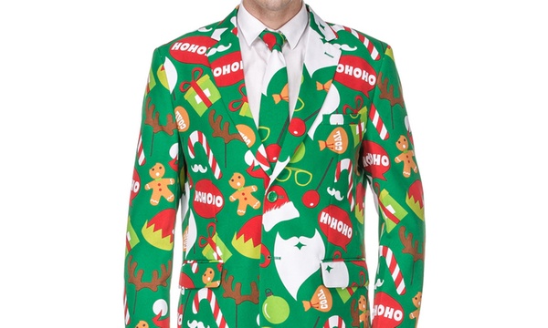 Men's classic fit christmas suit with sale matching tie