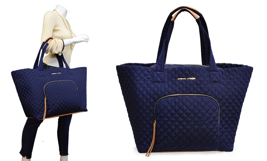 Adrienne Vittadini Quilted Nylon Travel Tote | Groupon