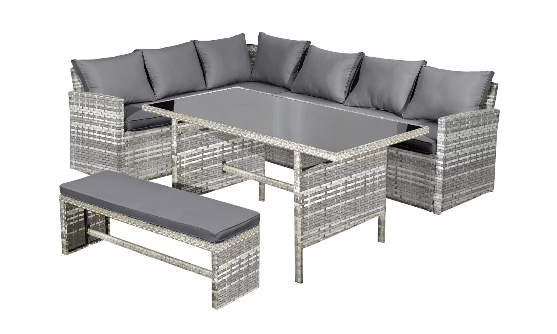 8-Seater Rattan-Effect Corner Dining Set with Bench - Second Medium