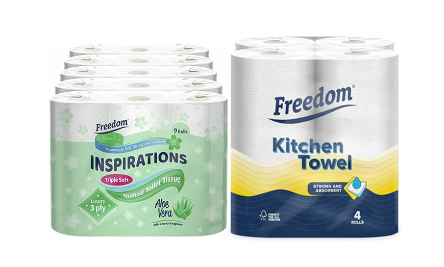 Image 4: Freedom Bundle of 3 Ply Toilet Papers with 2 Ply Kitchen Towels