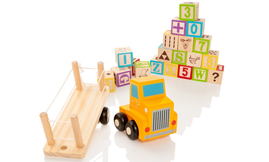 Image 3: Wooden Alphabet Blocks Truck