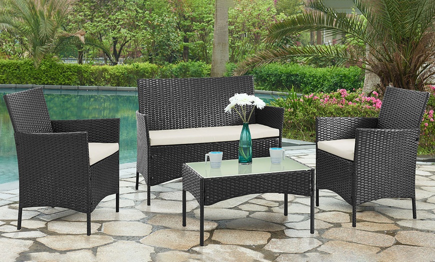 Image 1: Four-Piece Rattan Garden Set