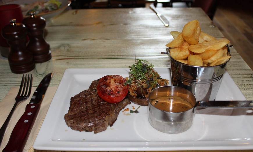 Image 1: 10oz Steak with Wine for Two