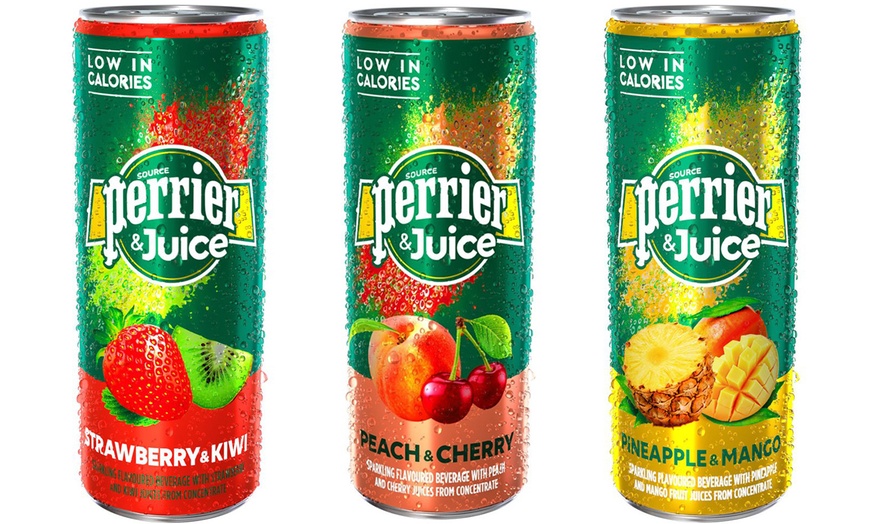 Image 1: Cans of Perrier and Juice 250ml