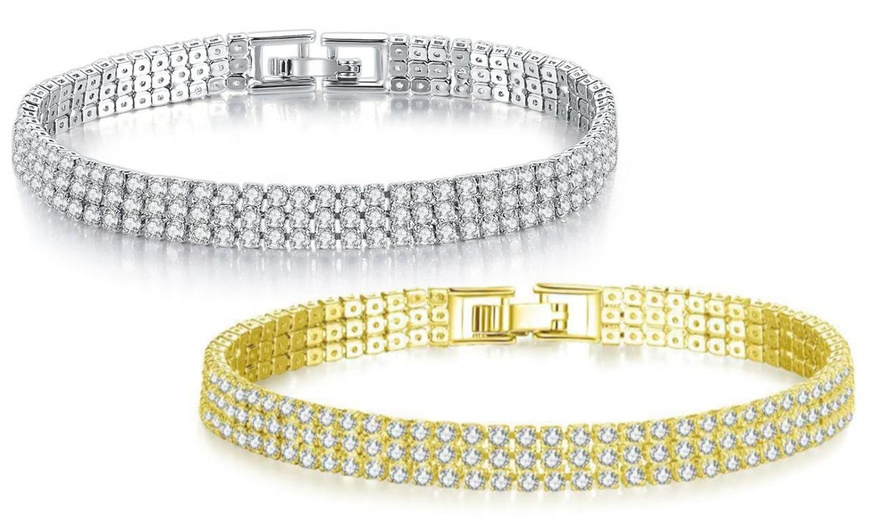 Image 5: 1x, 2x oder 3x dreireihiges Armband mit Swarovski®-Kristallen