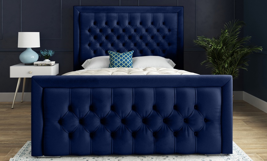 Image 8: DS Home Living Upholstered Soft Velvet Bed