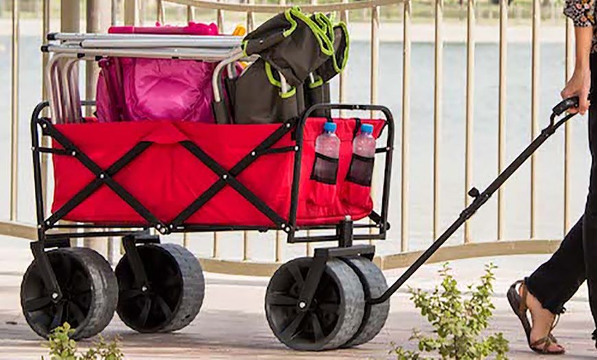 Image 5: All Terrain folding beach wagon with big wheels