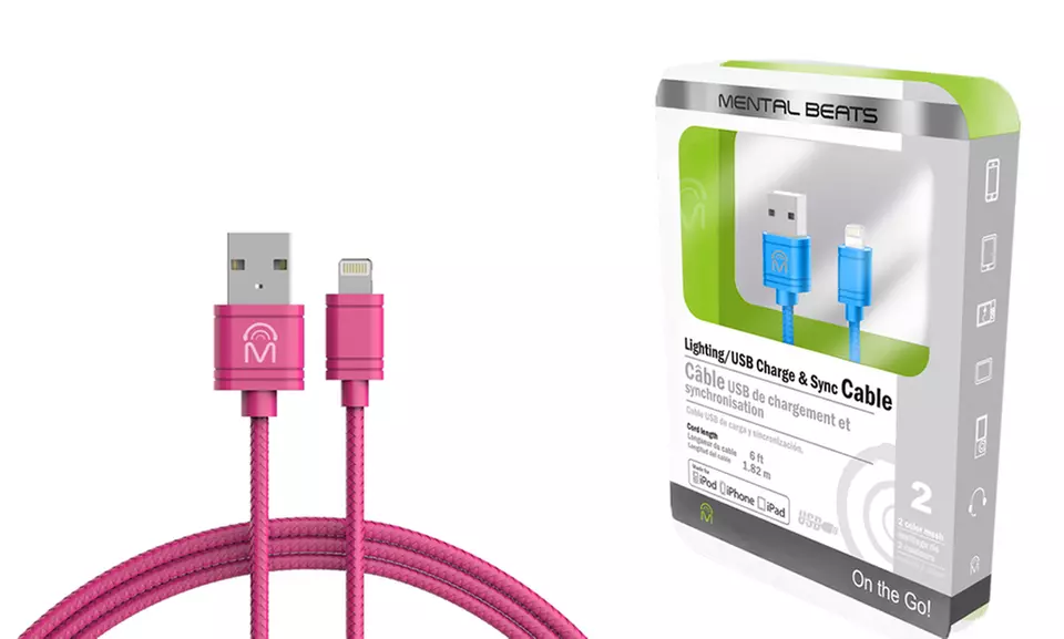 MFI Mesh Braided Charge & Sync Lightning Cables - Primary Image