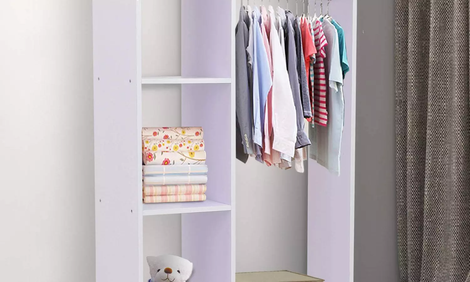 Homcom Open Wardrobe with Hanging Rail and Storage Shelves