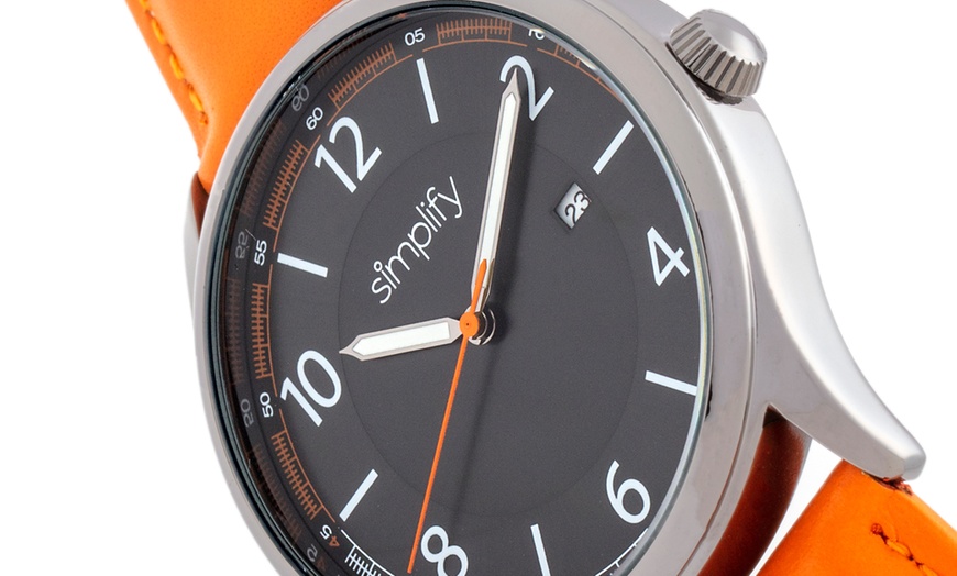 Image 13: Simplify Genuine Leather Watch with Date