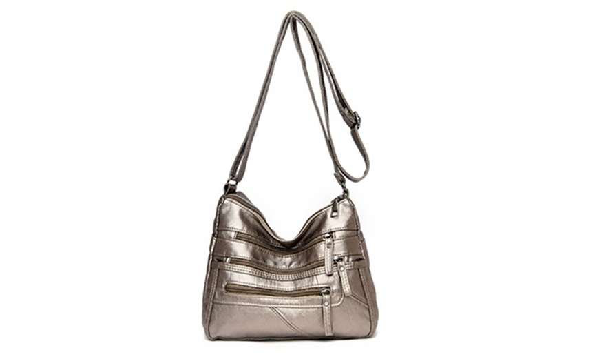 Image 5: Faux Leather Crossbody Shoulder Bag