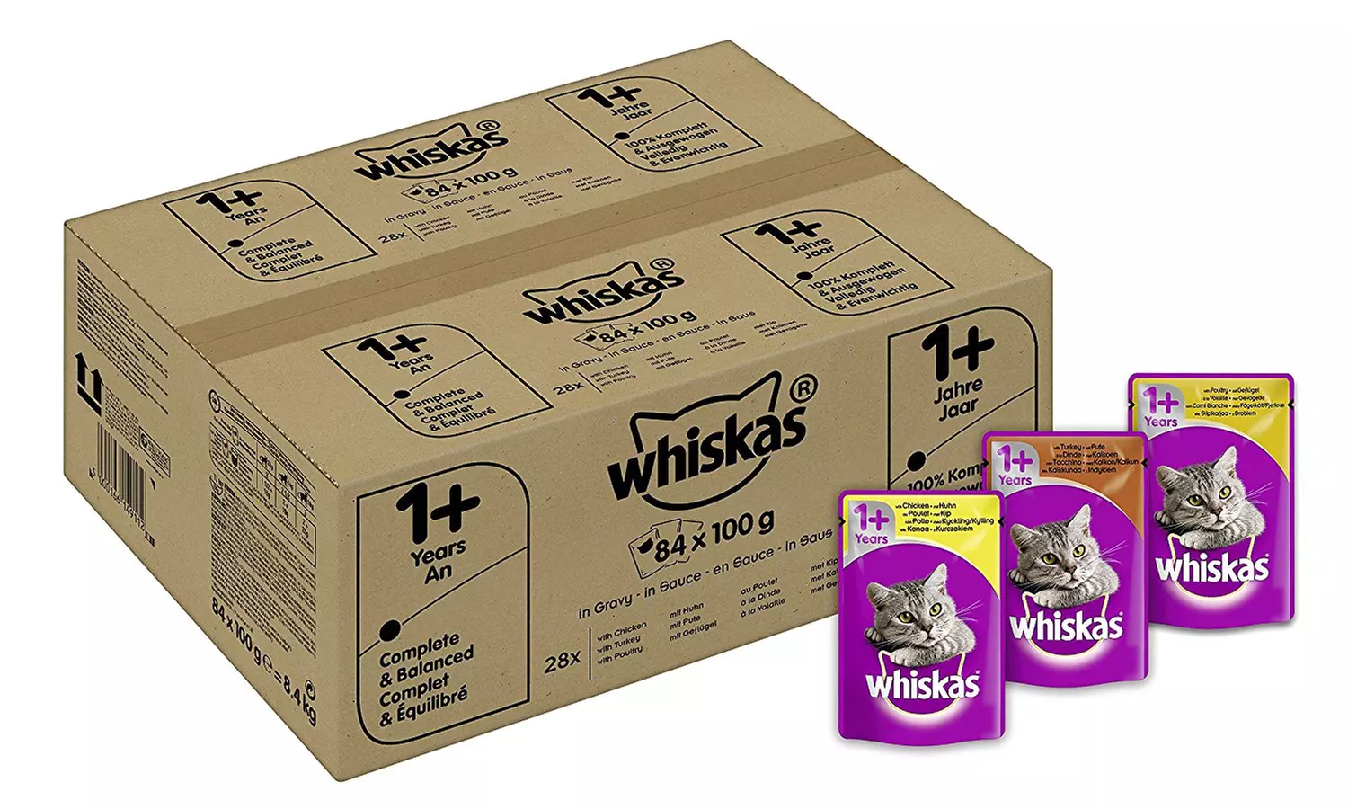84x Frischebeutel Whiskas Nassfutter Adult 1+ oder Senior 7+ in Geschmacksrichtung nach Wahl - Primary Image