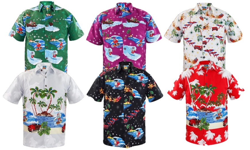 Image 1: Men's Hawaiian Christmas Shirts