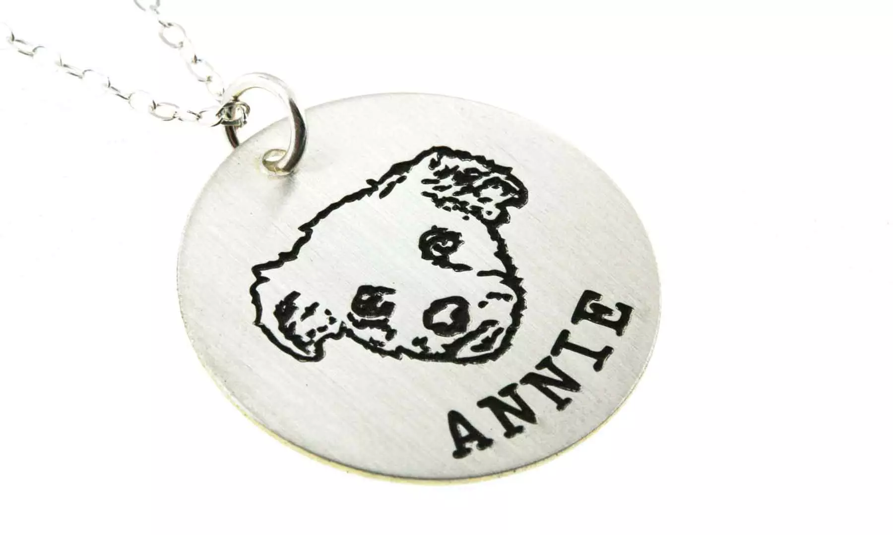 One Custom Engraved Dog or Cat Photo on Sterling Silver Keychain or Necklace from ByHannahDesign (Up to 52% Off) - Second Medium