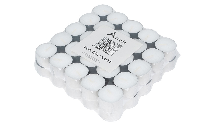 Image 6: 50-Pack Tea Lights Candles with 8-Hour Burning Time