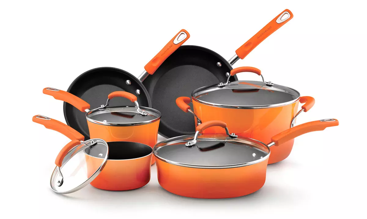 Temporary Price Cut: Rachael Ray Hard Enamel Nonstick Cookware Set (10-Piece) - Second Medium