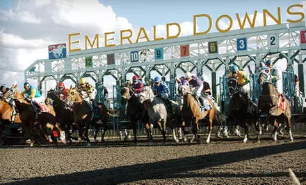 $10 for a Horseracing Package with Souvenir Program and Food Voucher at Emerald Downs in Auburn (Up to $19.50 Value) - Primary Image
