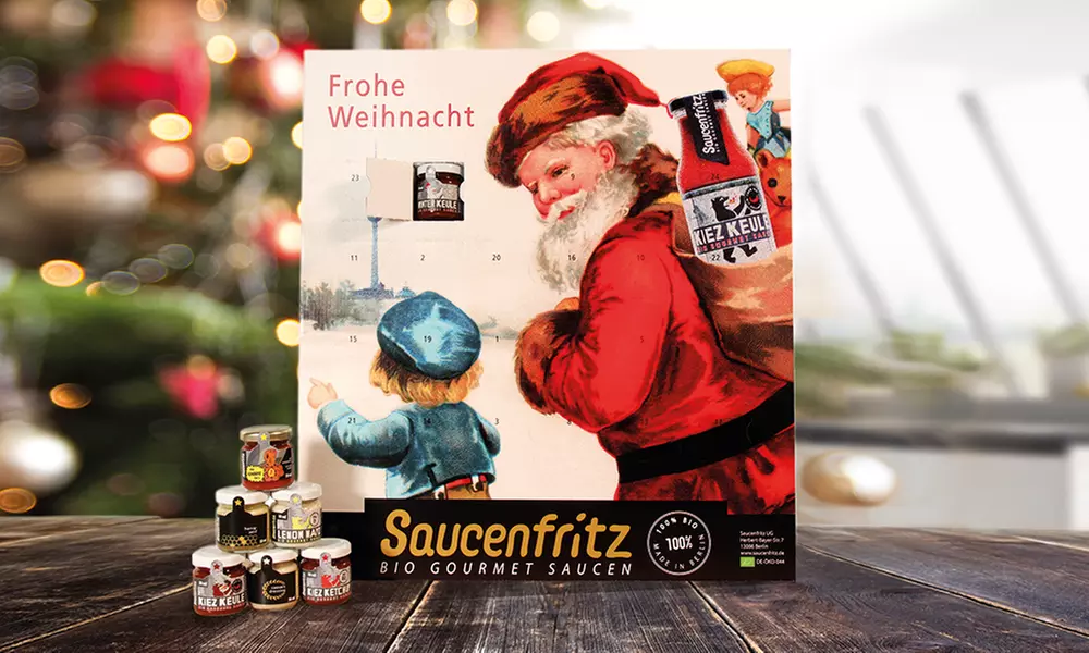 24-teiliger Saucenfritz Adventskalender mit verschiedenen Bio-Gourmet-Saucen (24x 50 ml) - Primary Image