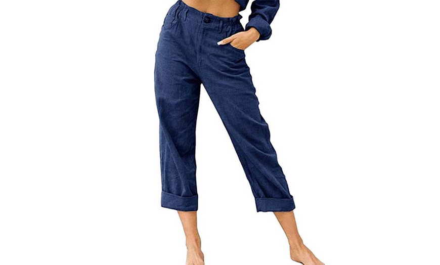 Image 8: Women's Elasticated Waist Pants with Pockets