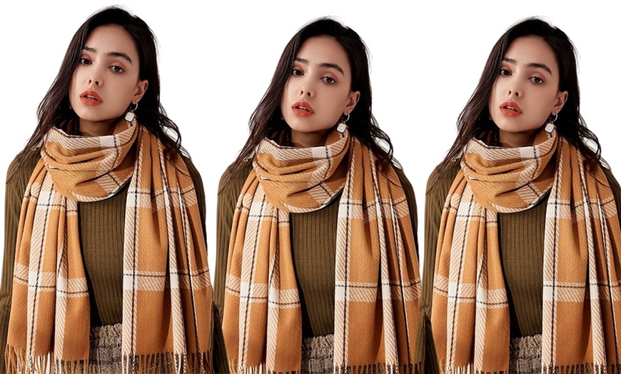 Image 10: One, Two or Three Packs of Soft Winter Checked Scarves